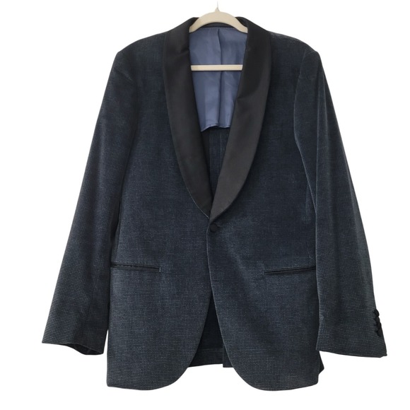 SUITSUPPLY Velvet Blazer Jacket‎ Size IT 94CM US 38L Blue Black Cotton Stretch